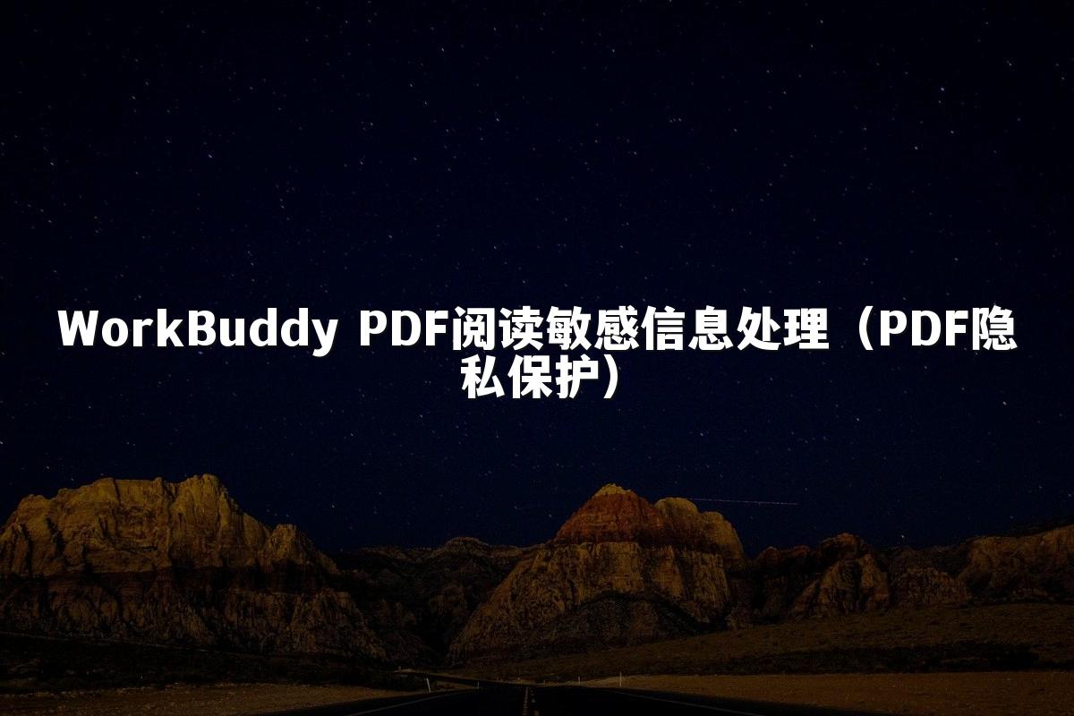 WorkBuddy PDF阅读敏感信息处理（PDF隐私保护）