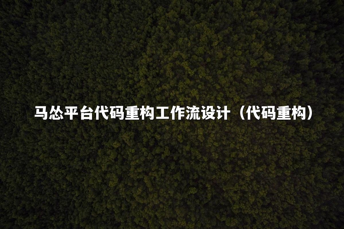马怂平台代码重构工作流设计（代码重构）