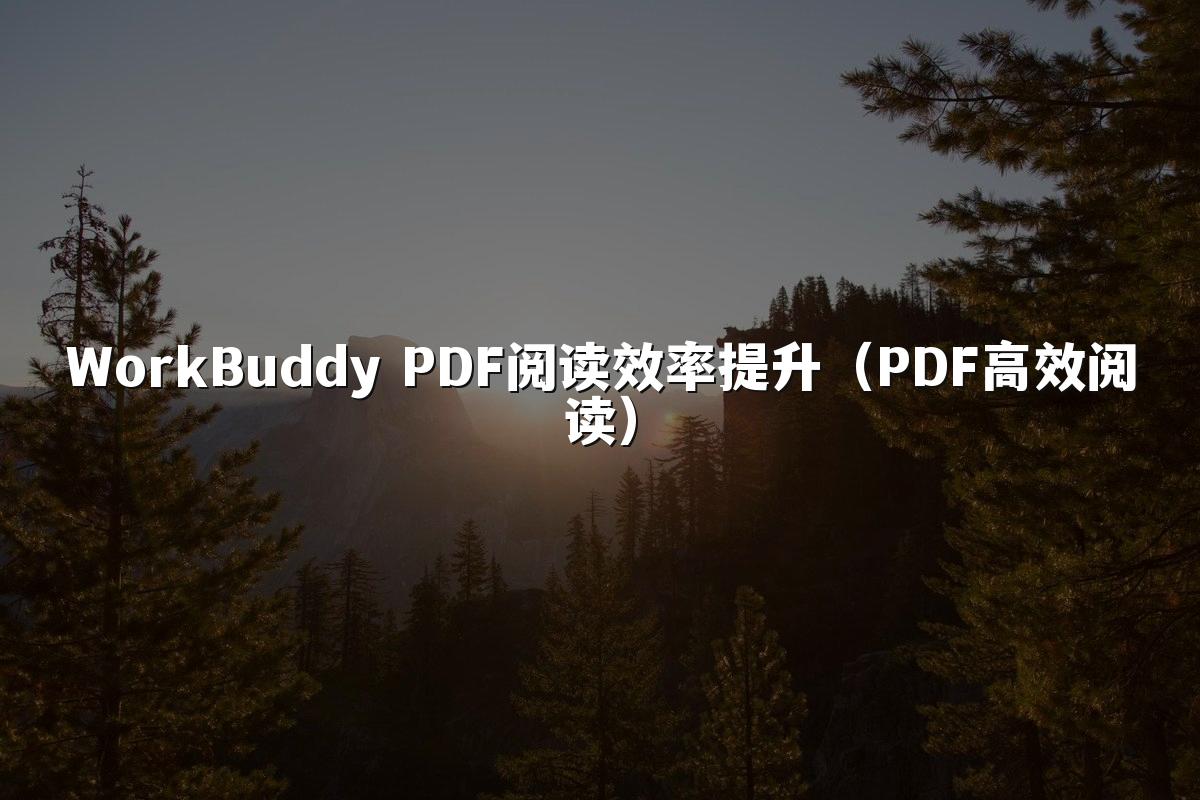 WorkBuddy PDF阅读效率提升（PDF高效阅读）