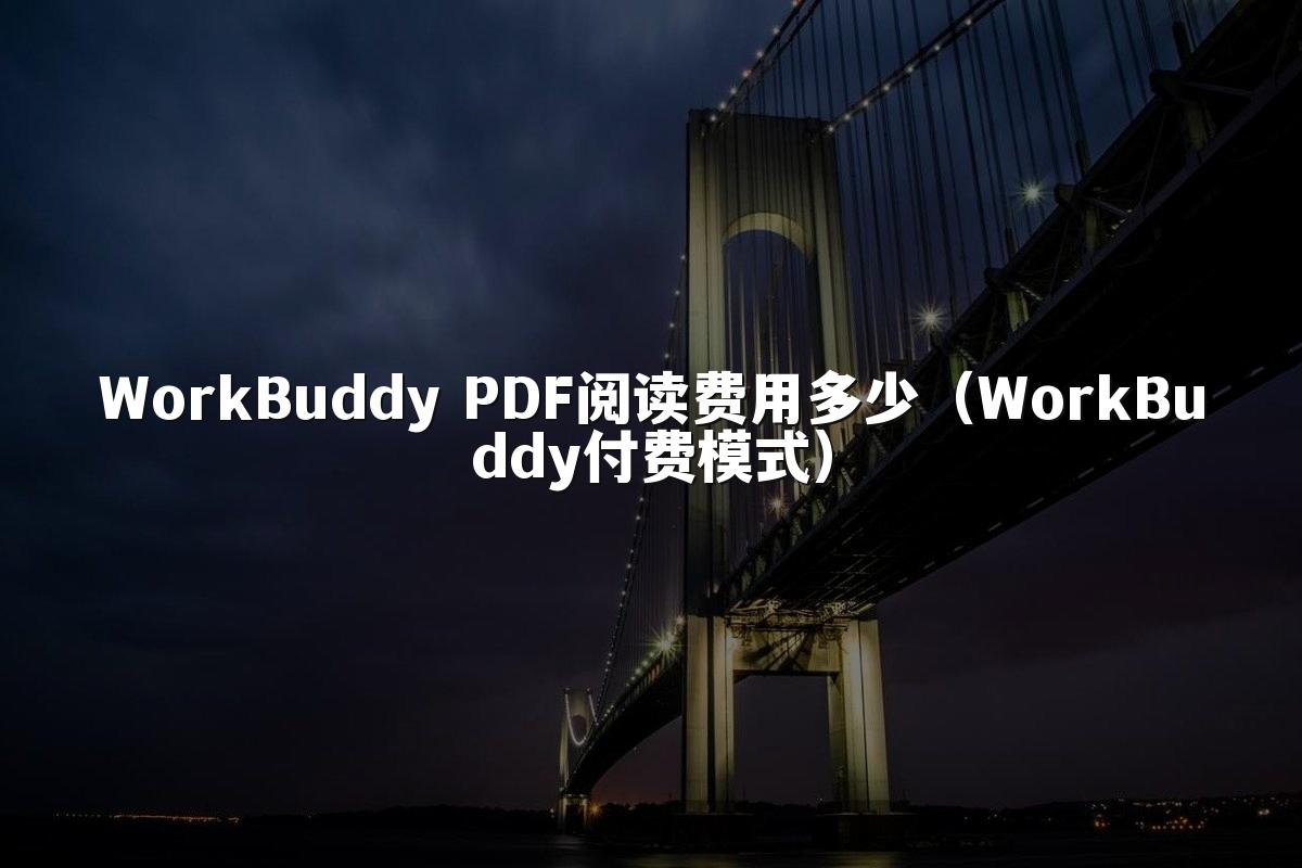 WorkBuddy PDF阅读费用多少(WorkBuddy付费模式)