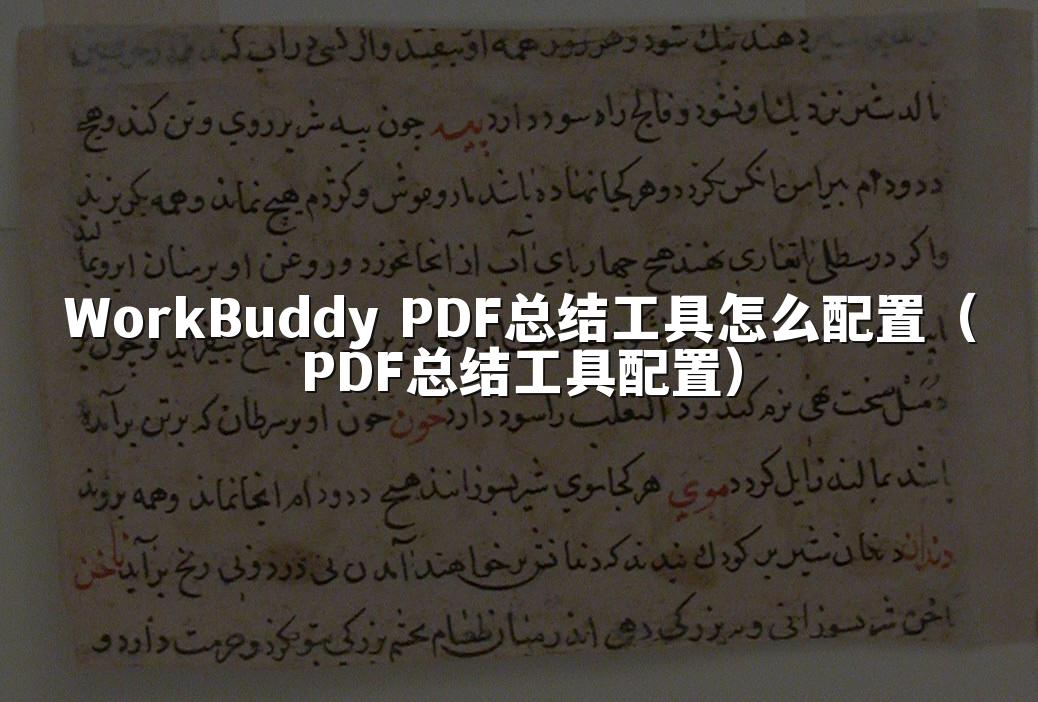 WorkBuddy PDF总结工具怎么配置（PDF总结工具配置）
