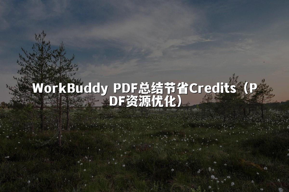 WorkBuddy PDF总结节省Credits(PDF资源优化)