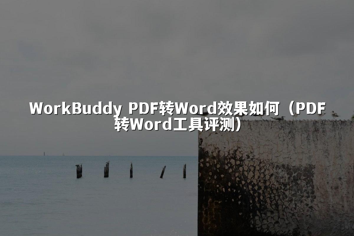 WorkBuddy PDF转Word效果如何(PDF转Word工具评测)