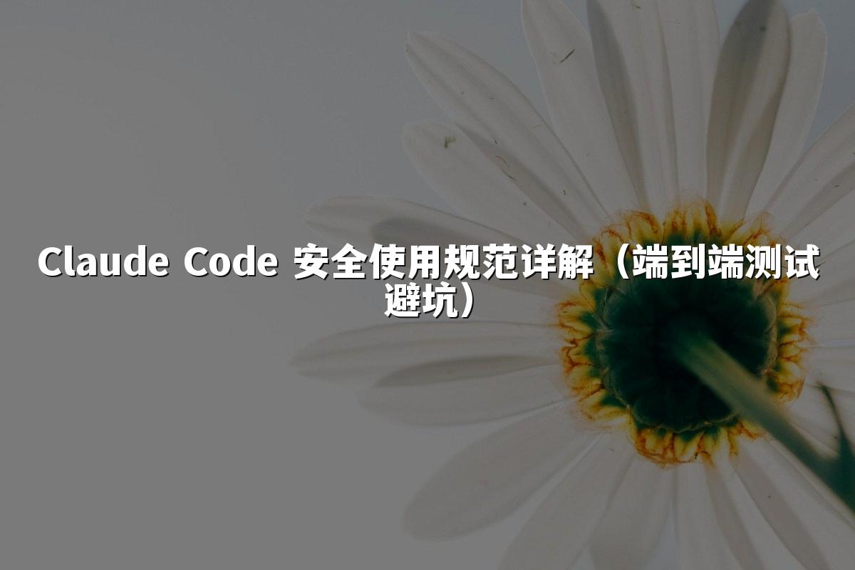 Claude Code 安全使用规范详解（端到端测试避坑）