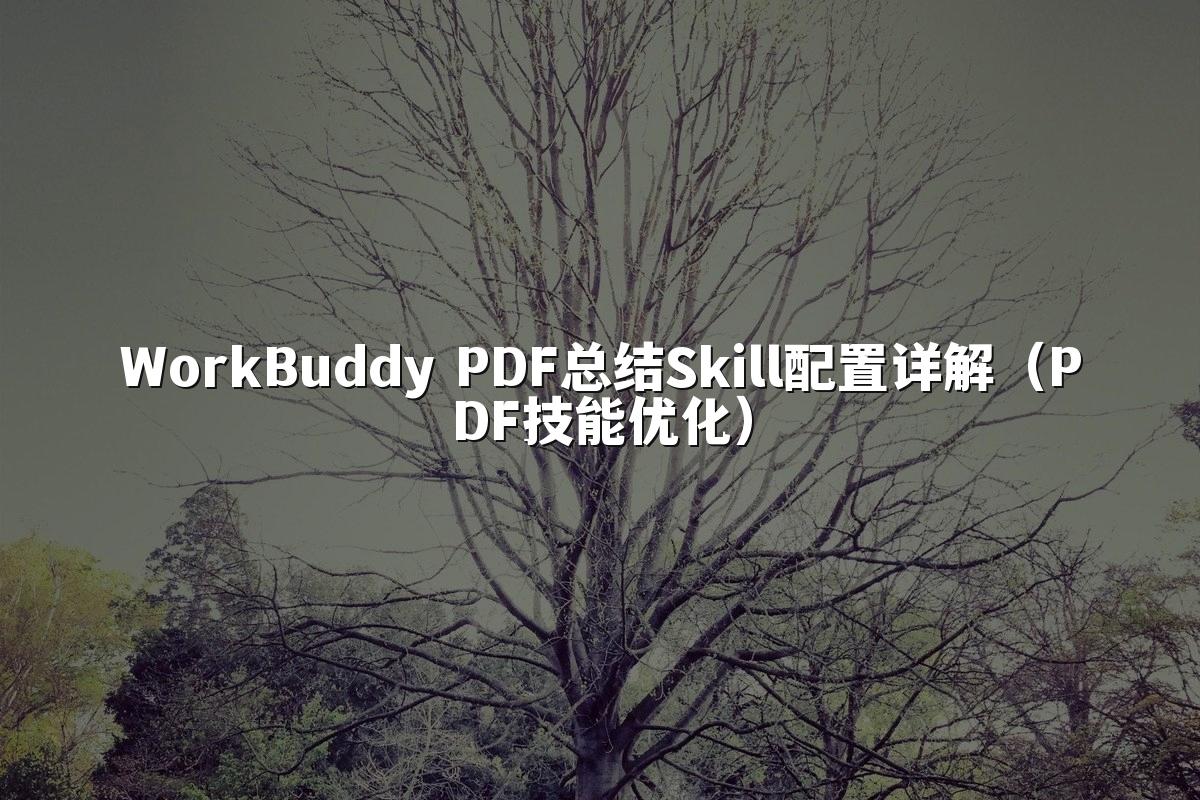 WorkBuddy PDF总结Skill配置详解(PDF技能优化)