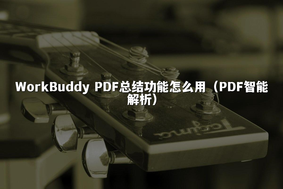 WorkBuddy PDF总结功能怎么用（PDF智能解析）