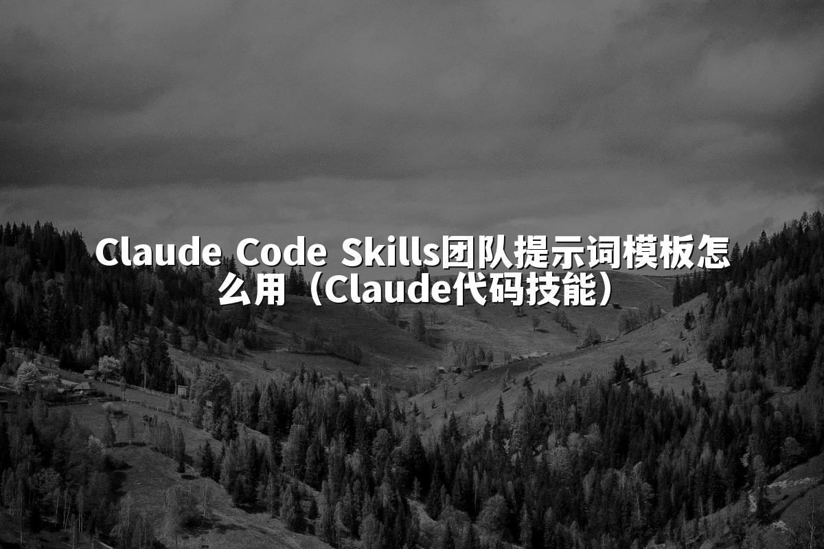Claude Code Skills团队提示词模板怎么用（Claude代码技能）