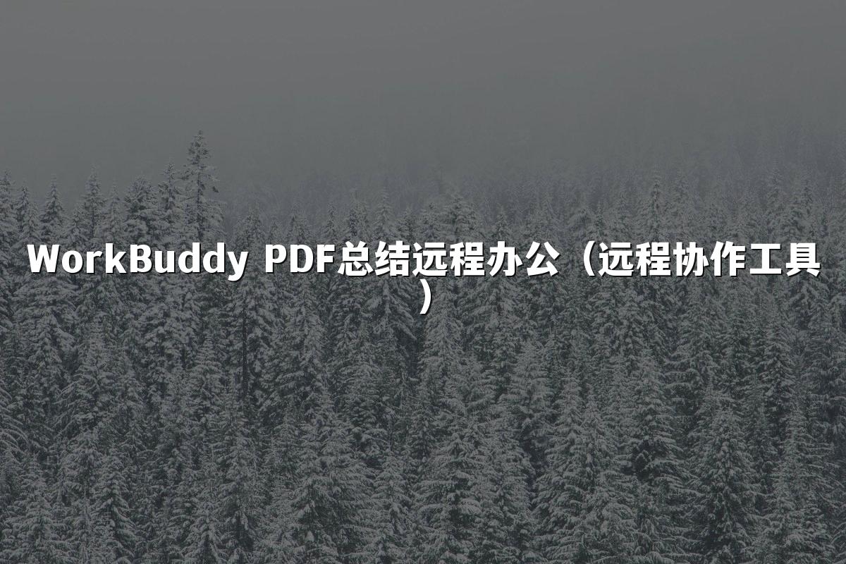 WorkBuddy PDF总结远程办公(远程协作工具)