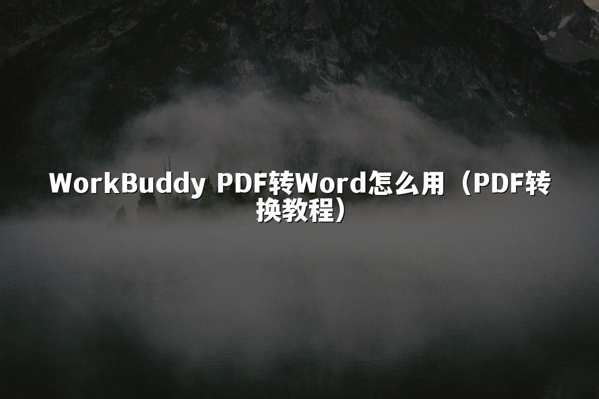 WorkBuddy PDF转Word怎么用(PDF转换教程)