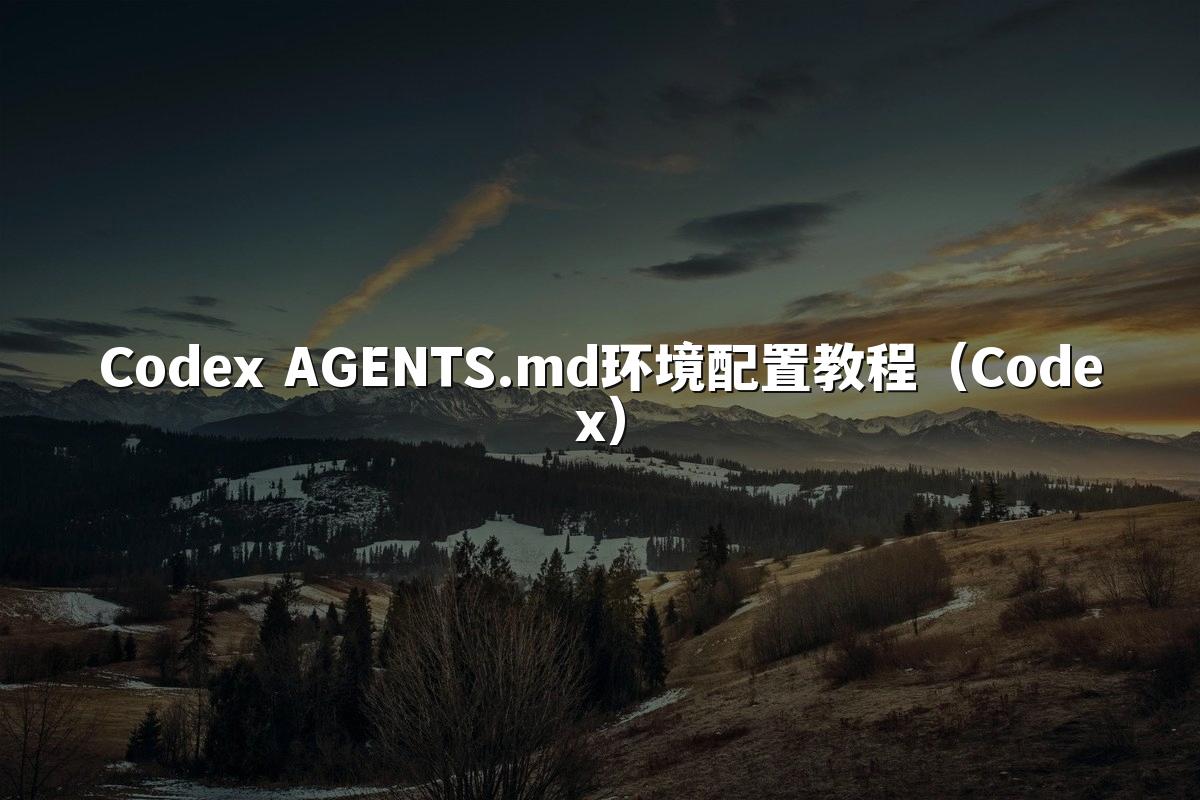 Codex AGENTS.md环境配置教程(Codex)