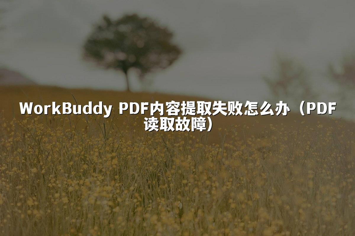 WorkBuddy PDF内容提取失败怎么办（PDF读取故障）