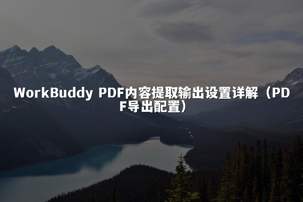 WorkBuddy PDF内容提取输出设置详解（PDF导出配置）