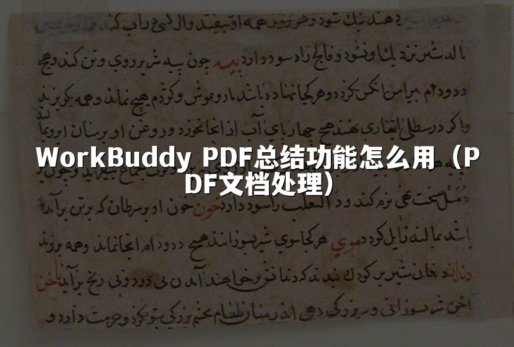 WorkBuddy PDF总结功能怎么用(PDF文档处理)