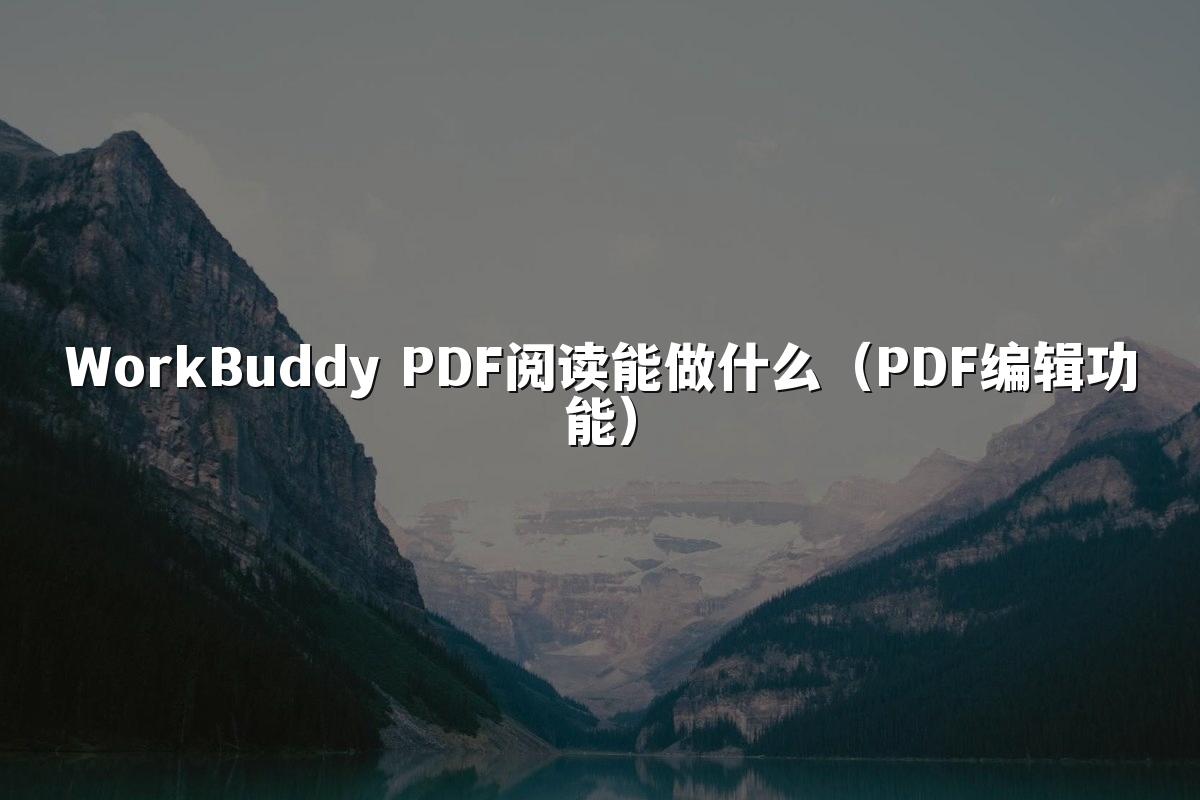 WorkBuddy PDF阅读能做什么（PDF编辑功能）