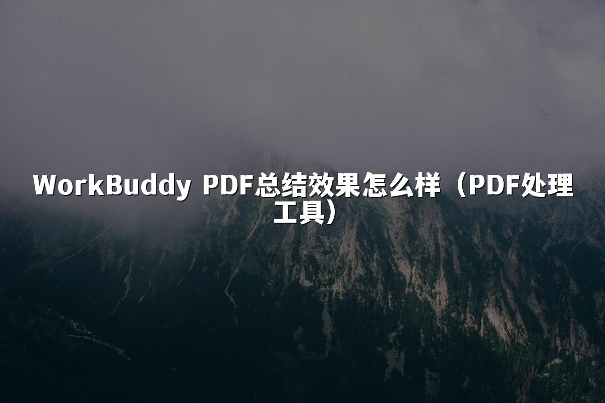 WorkBuddy PDF总结效果怎么样(PDF处理工具)
