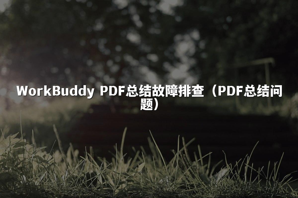 WorkBuddy PDF总结故障排查(PDF总结问题)