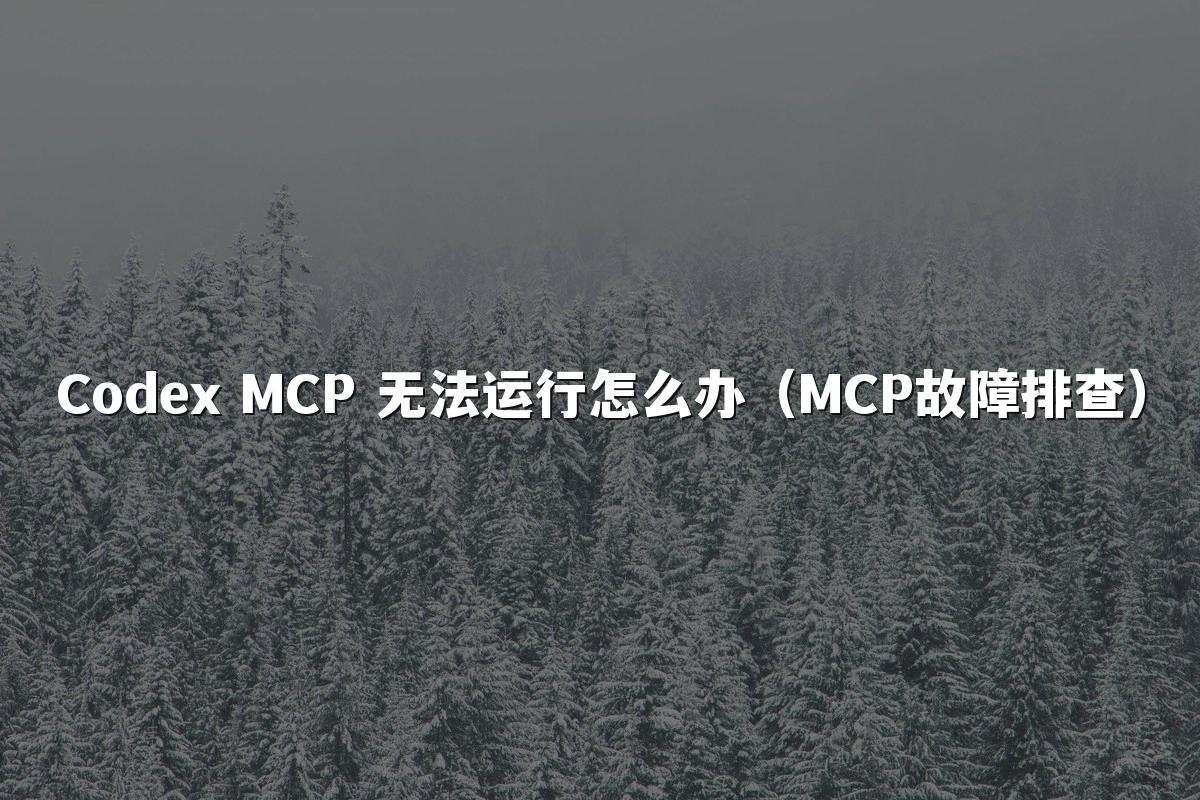 Codex MCP 无法运行怎么办（MCP故障排查）