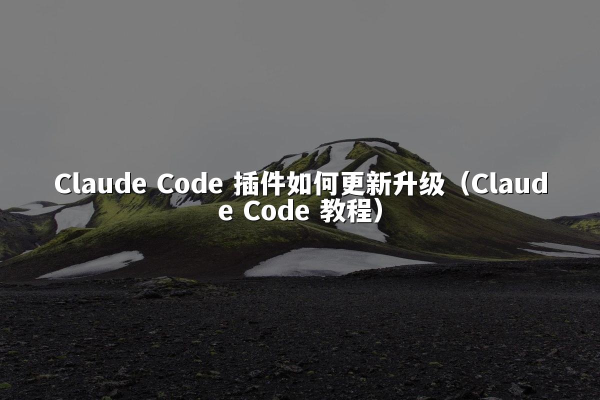 Claude Code 插件如何更新升级（Claude Code 教程）