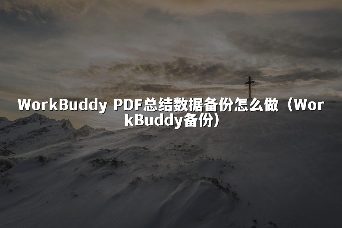 WorkBuddy PDF总结数据备份怎么做(WorkBuddy备份)