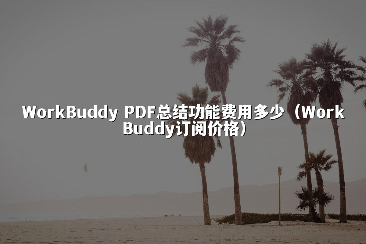 WorkBuddy PDF总结功能费用多少(WorkBuddy订阅价格)