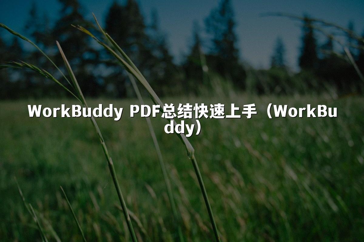 WorkBuddy PDF总结快速上手(WorkBuddy)