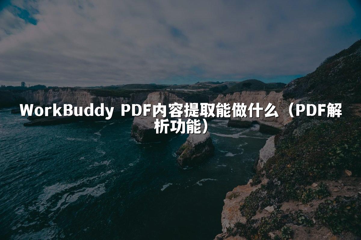 WorkBuddy PDF内容提取能做什么（PDF解析功能）