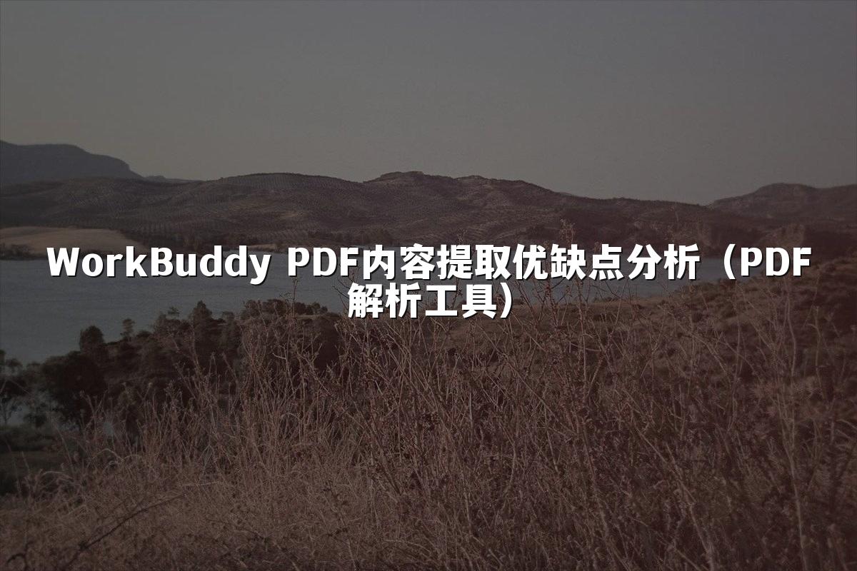 WorkBuddy PDF内容提取优缺点分析(PDF解析工具)