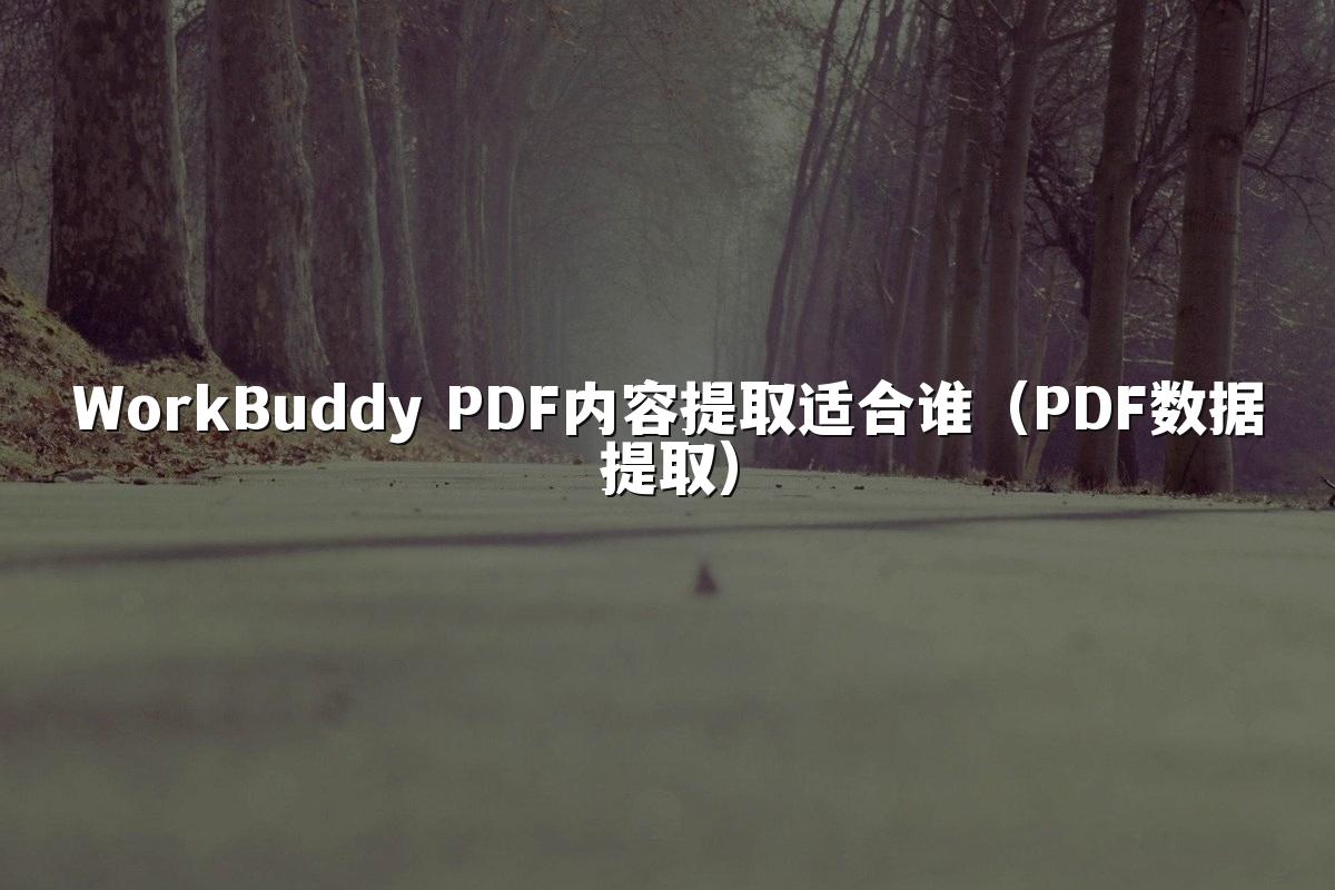 WorkBuddy PDF内容提取适合谁(PDF数据提取)