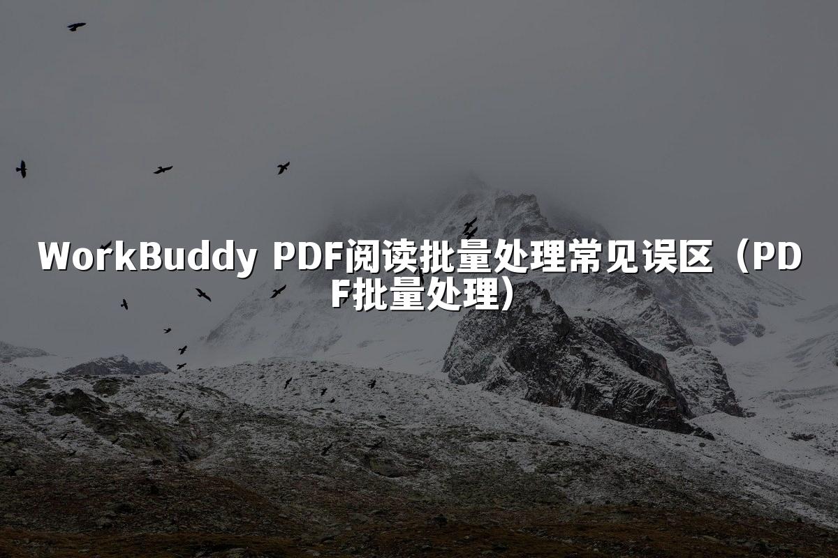 WorkBuddy PDF阅读批量处理常见误区（PDF批量处理）