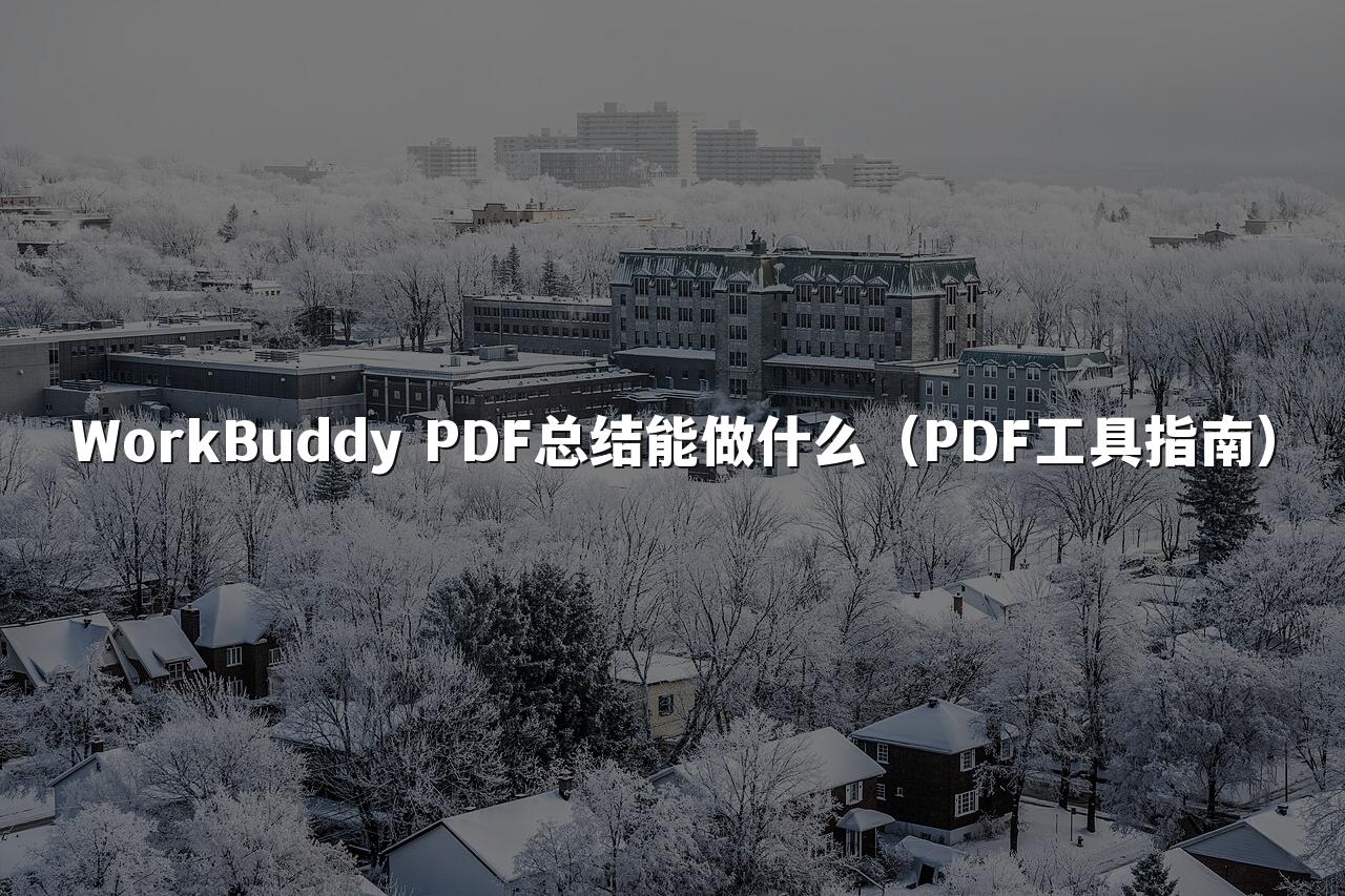 WorkBuddy PDF总结能做什么(PDF工具指南)