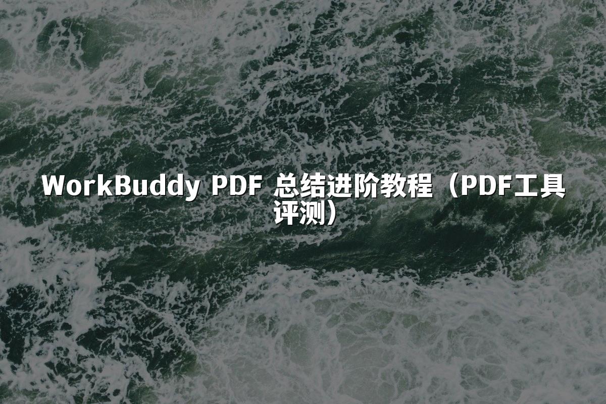 WorkBuddy PDF 总结进阶教程(PDF工具评测)