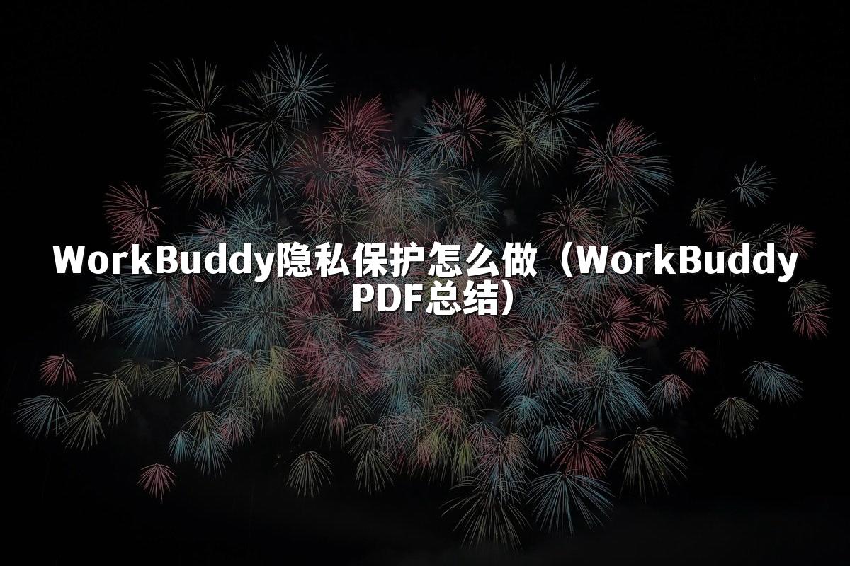 WorkBuddy隐私保护怎么做(WorkBuddy PDF总结)
