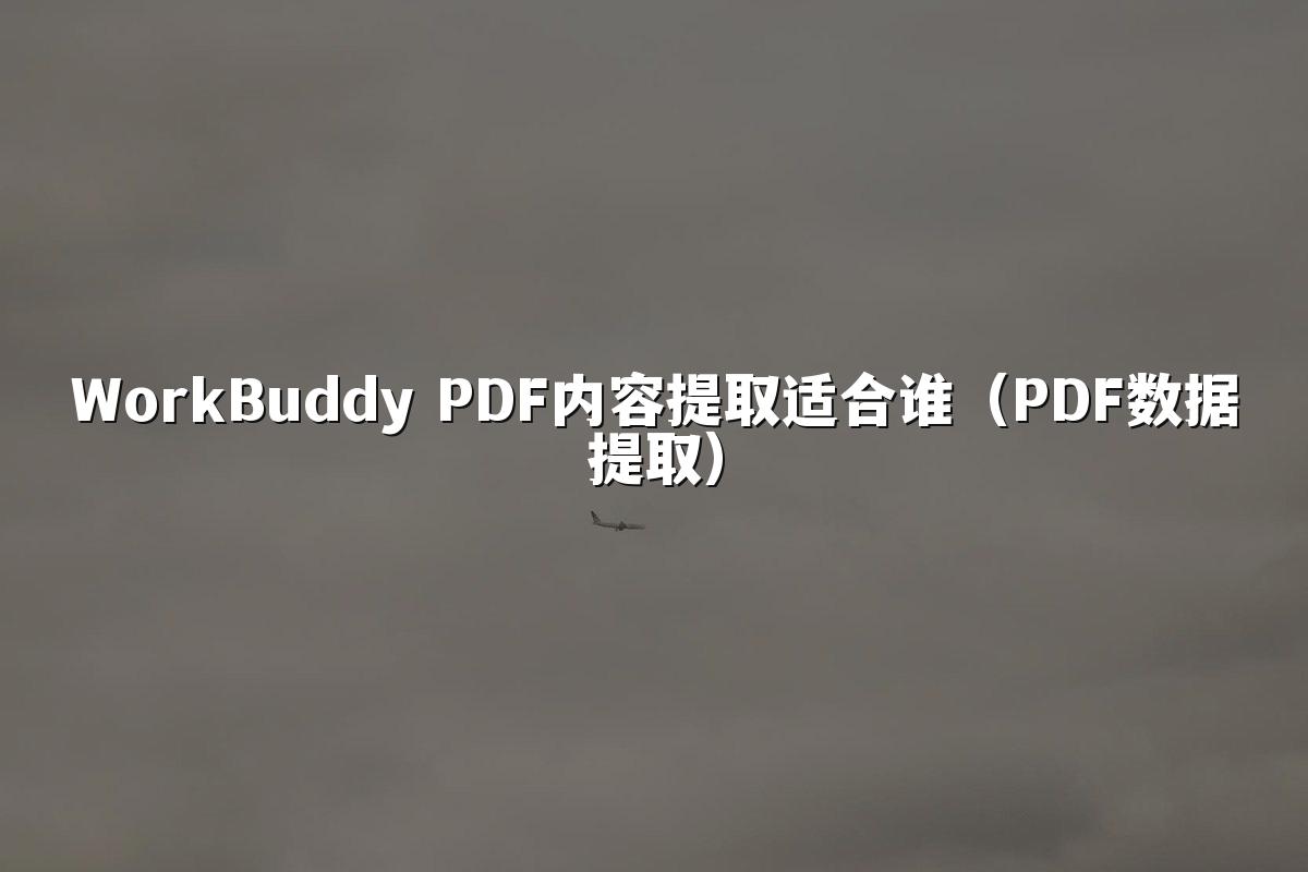 WorkBuddy PDF内容提取适合谁(PDF数据提取)