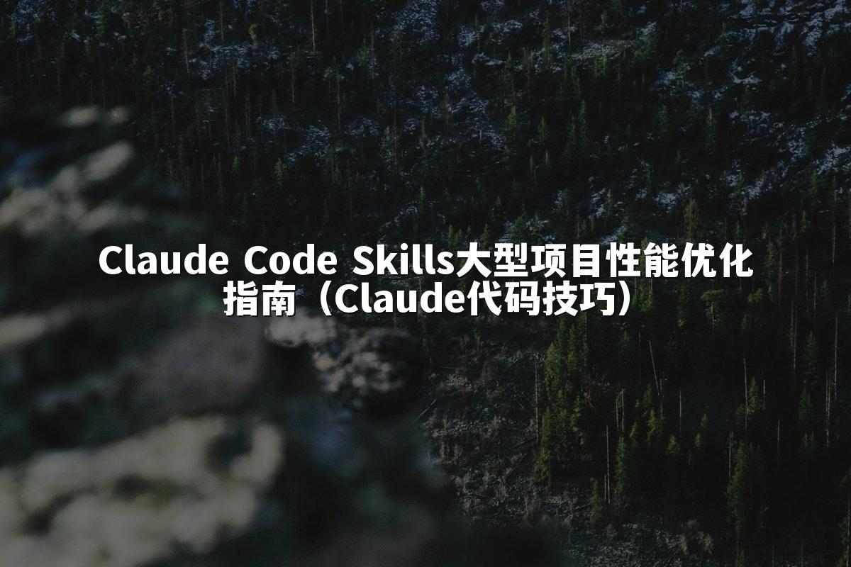 Claude Code Skills大型项目性能优化指南（Claude代码技巧）