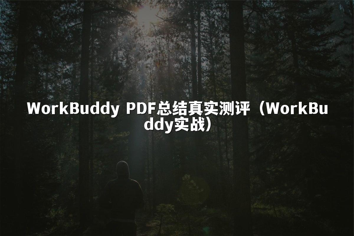 WorkBuddy PDF总结真实测评(WorkBuddy实战)
