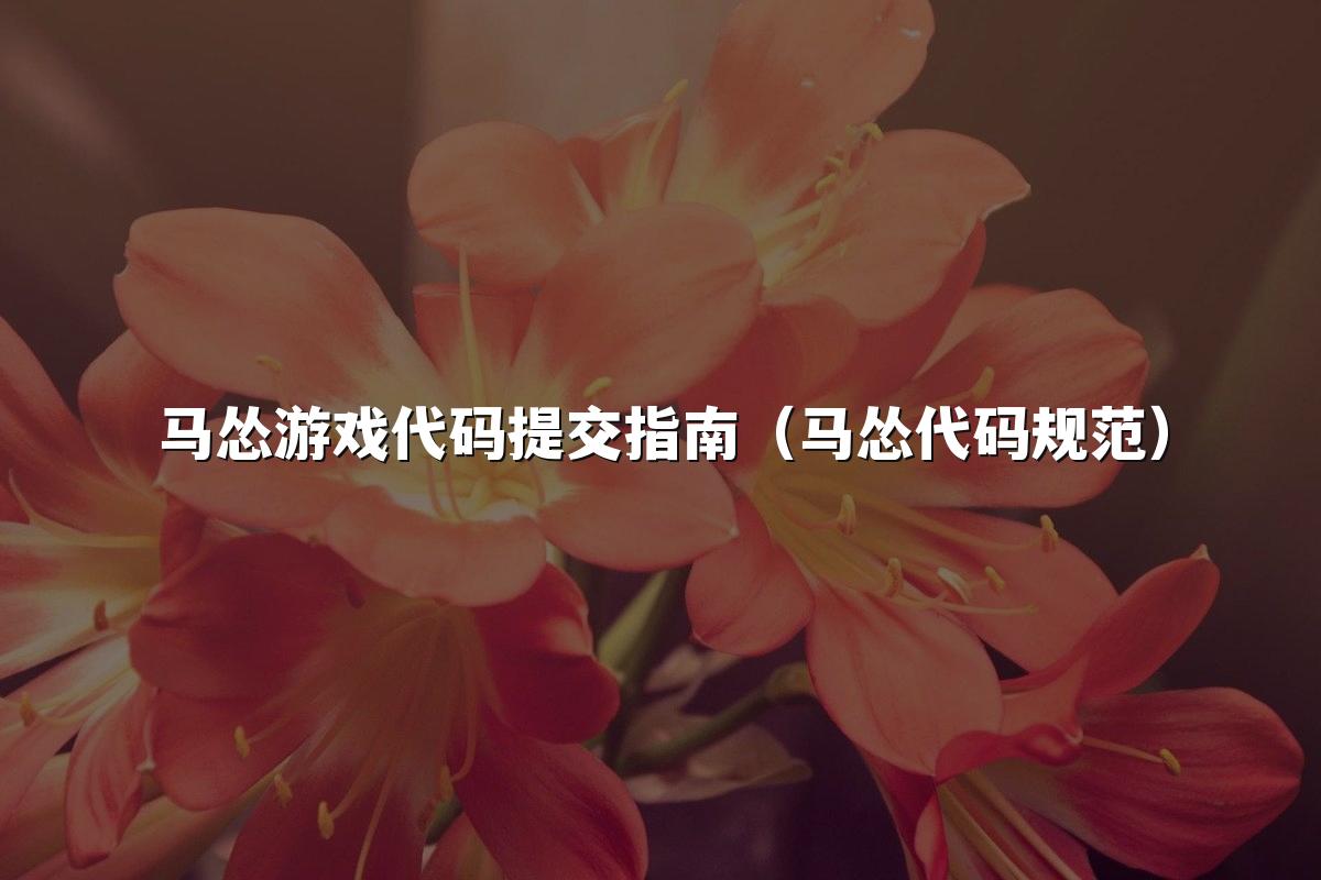 马怂游戏代码提交指南（马怂代码规范）