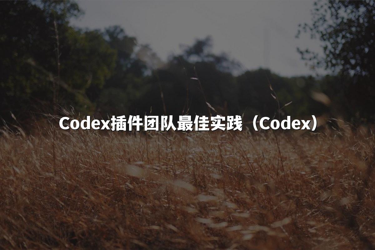Codex插件团队最佳实践(Codex)