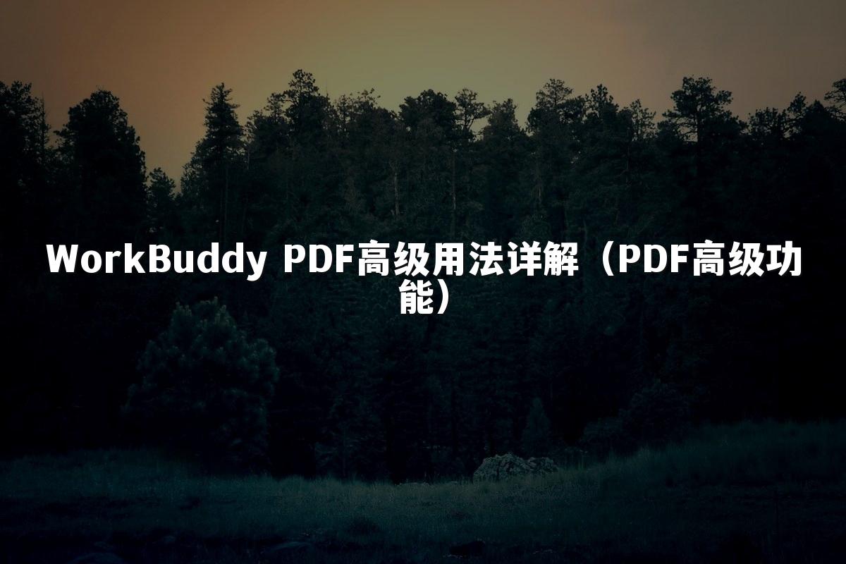 WorkBuddy PDF高级用法详解(PDF高级功能)
