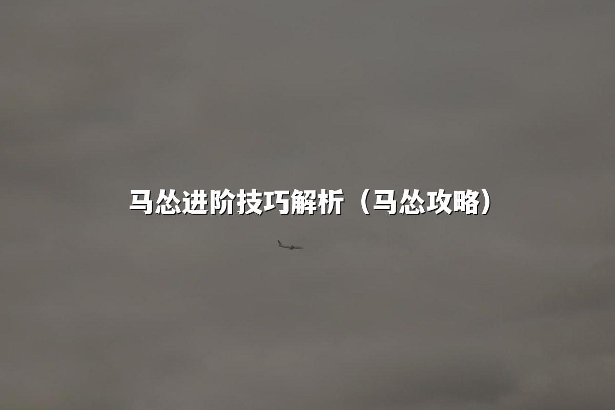 马怂进阶技巧解析(马怂攻略)