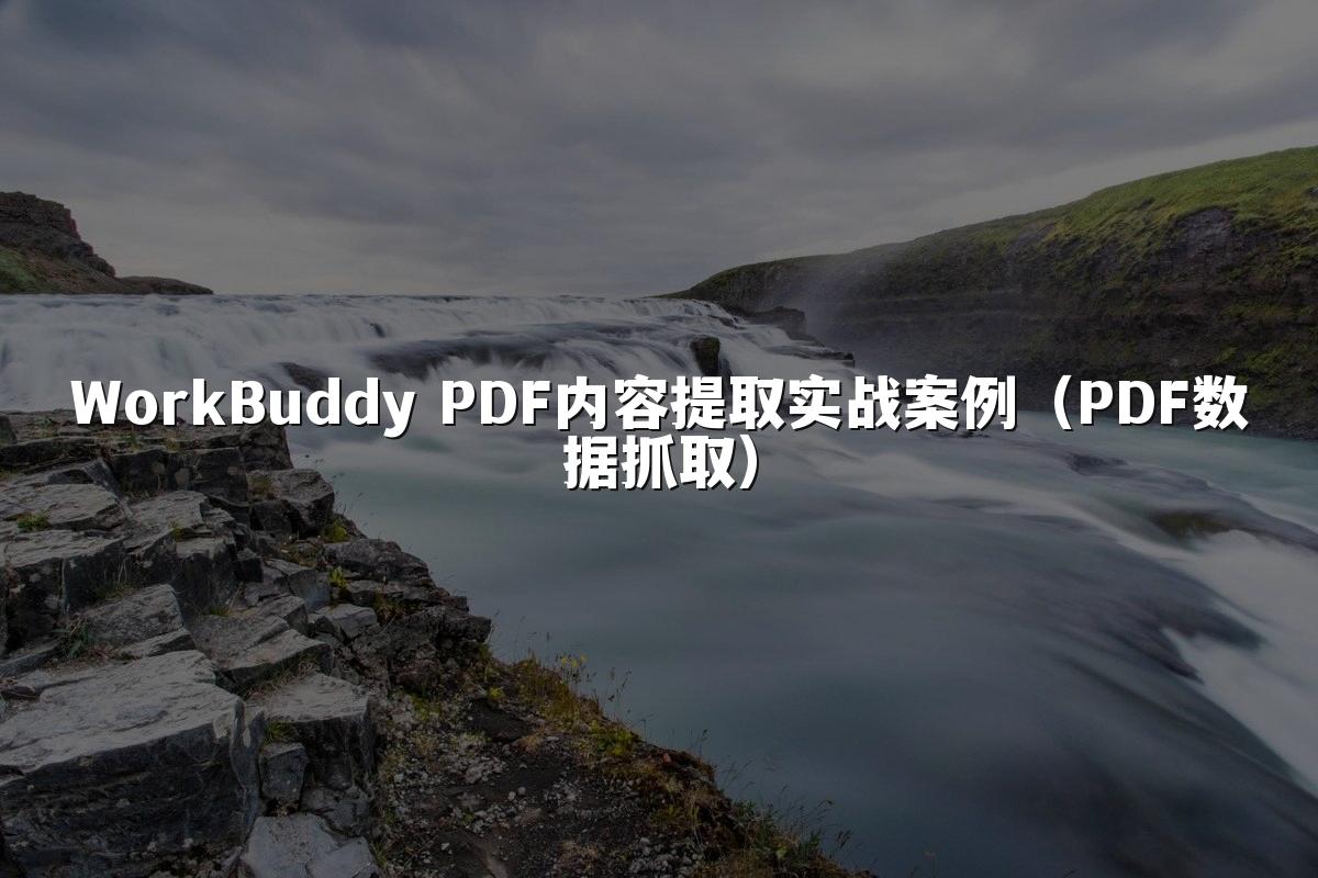 WorkBuddy PDF内容提取实战案例（PDF数据抓取）
