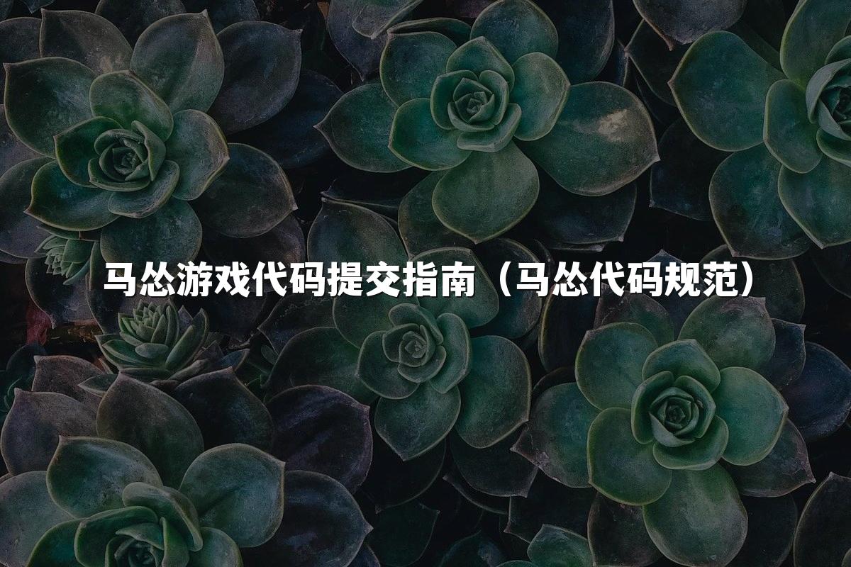马怂游戏代码提交指南（马怂代码规范）