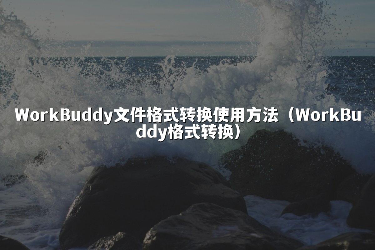 WorkBuddy文件格式转换使用方法(WorkBuddy格式转换)