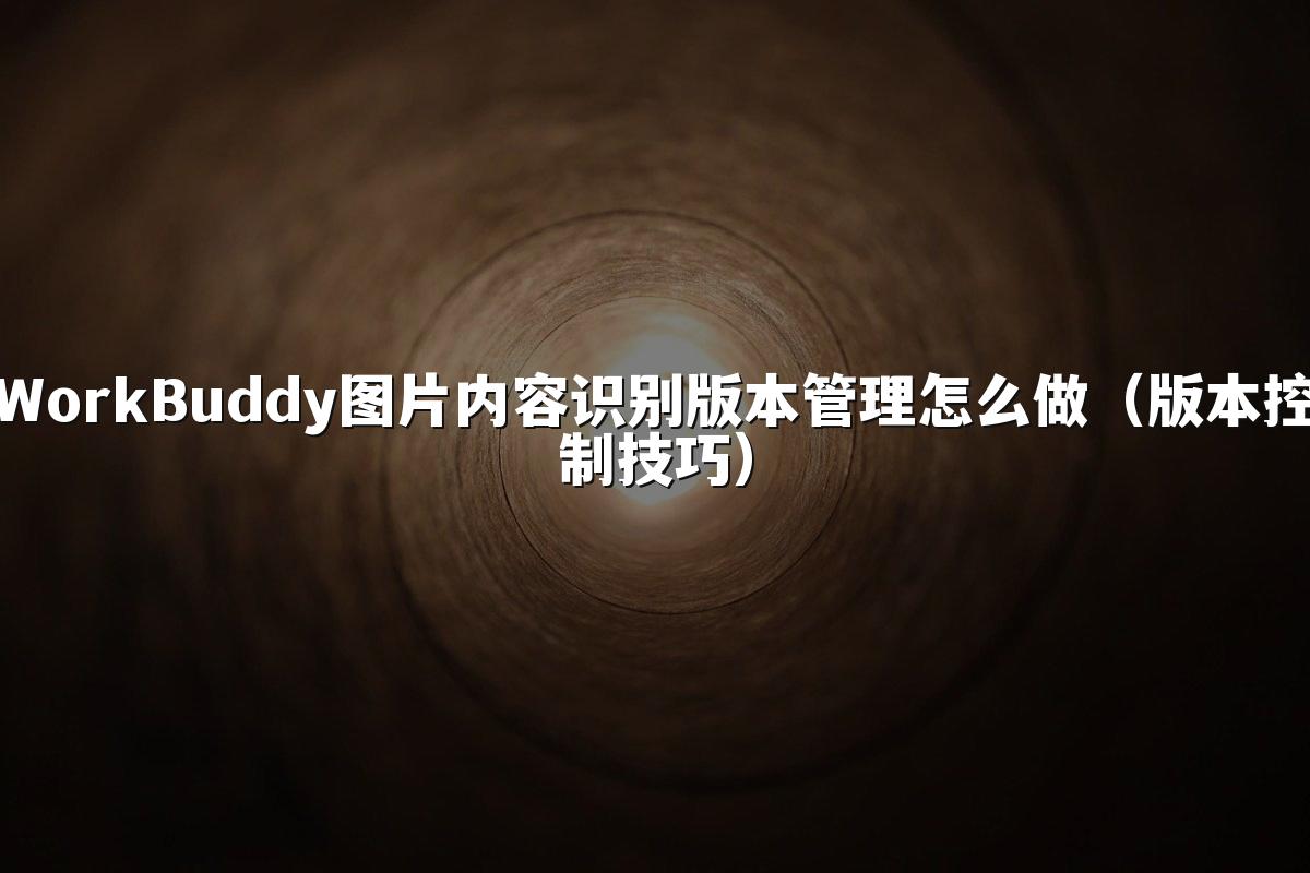 WorkBuddy图片内容识别版本管理怎么做(版本控制技巧)