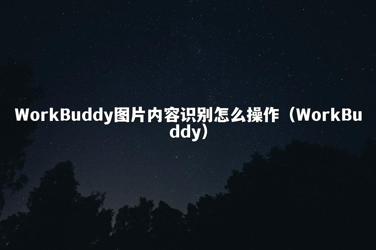 WorkBuddy图片内容识别怎么操作(WorkBuddy)