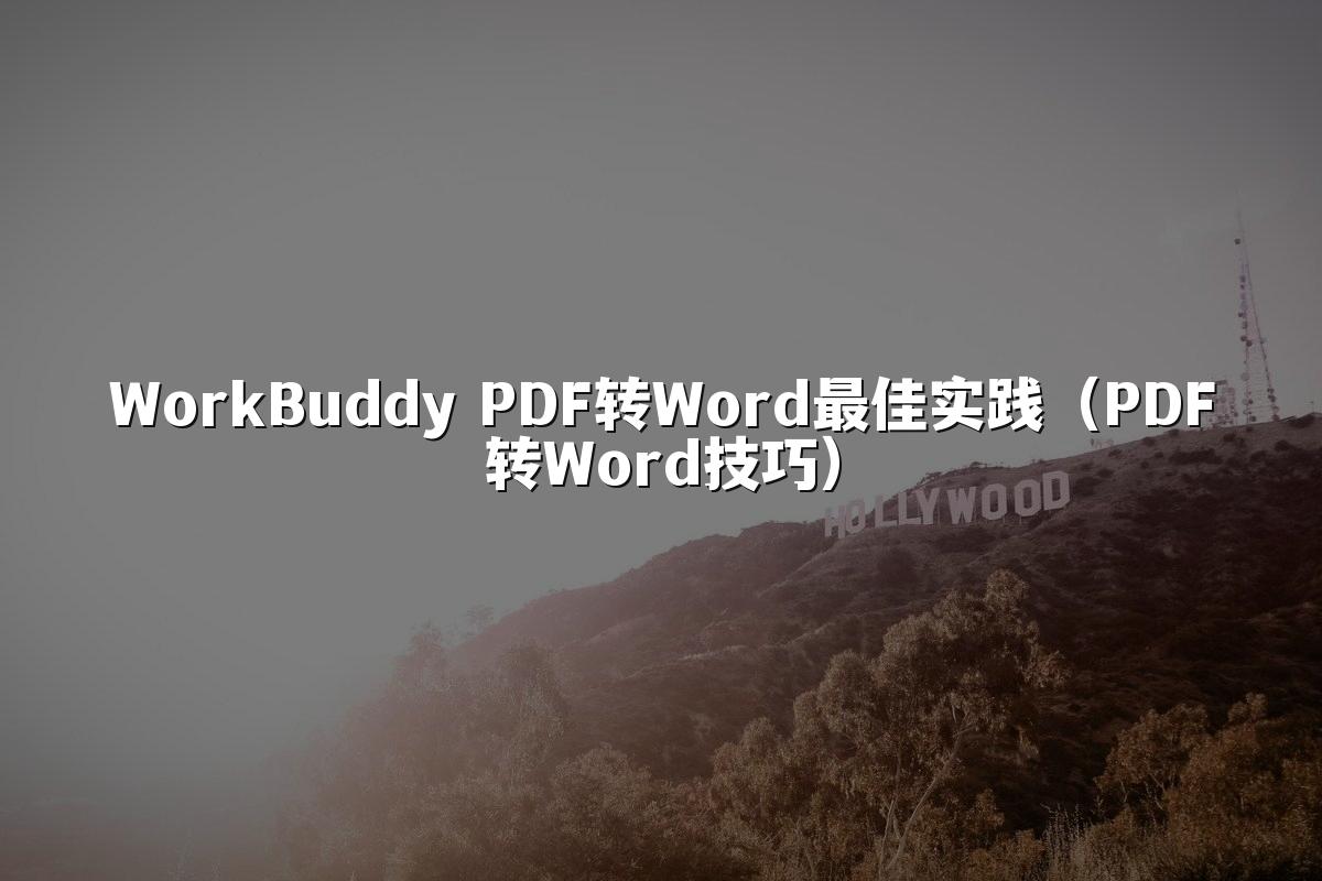WorkBuddy PDF转Word最佳实践(PDF转Word技巧)
