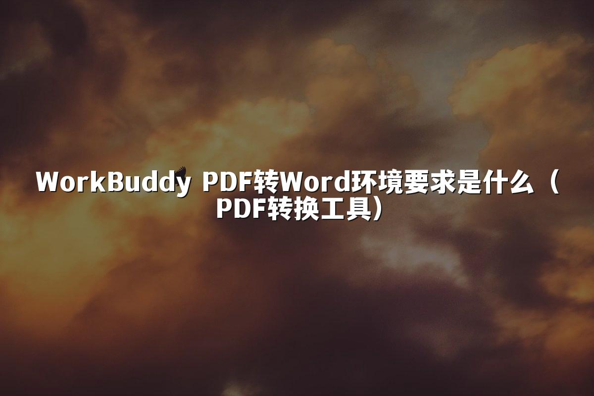 WorkBuddy PDF转Word环境要求是什么（PDF转换工具）