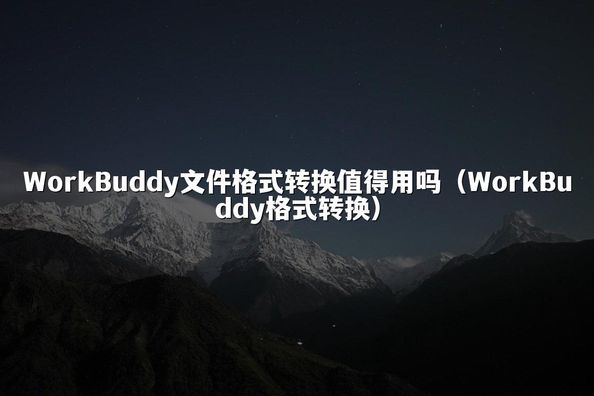 WorkBuddy文件格式转换值得用吗(WorkBuddy格式转换)