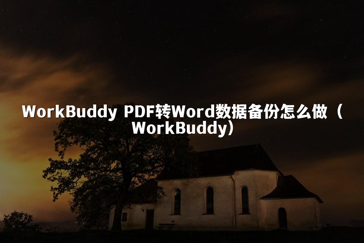 WorkBuddy PDF转Word数据备份怎么做(WorkBuddy)