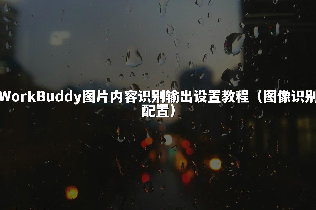 WorkBuddy图片内容识别输出设置教程（图像识别配置）