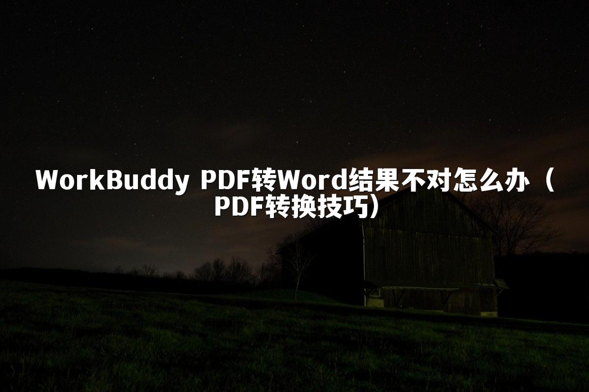 WorkBuddy PDF转Word结果不对怎么办(PDF转换技巧)
